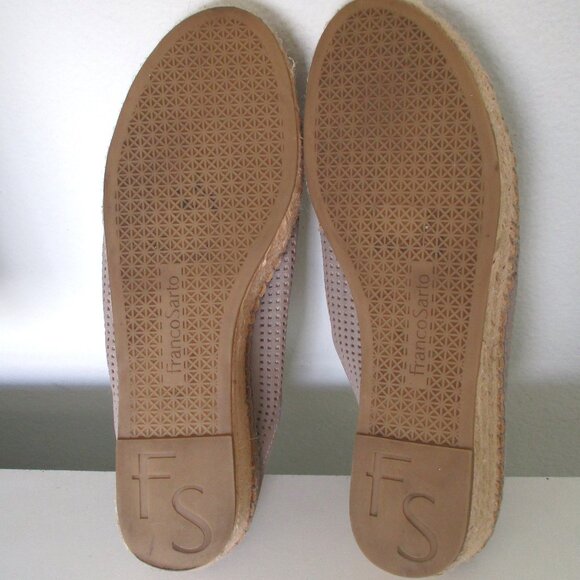 Franco Sarto Tan Laser-cut Leather 1" Platform Wedge Espadrille - Size 9.5M - Picture 9 of 9